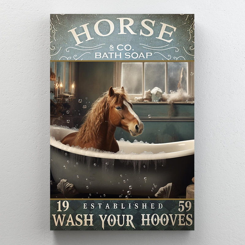 «Kumagai Horse Bath Soap - 1 pièce», reproduction d'art graphique sur toile tendue, H 20 po x l 16 po x P 1,25 po