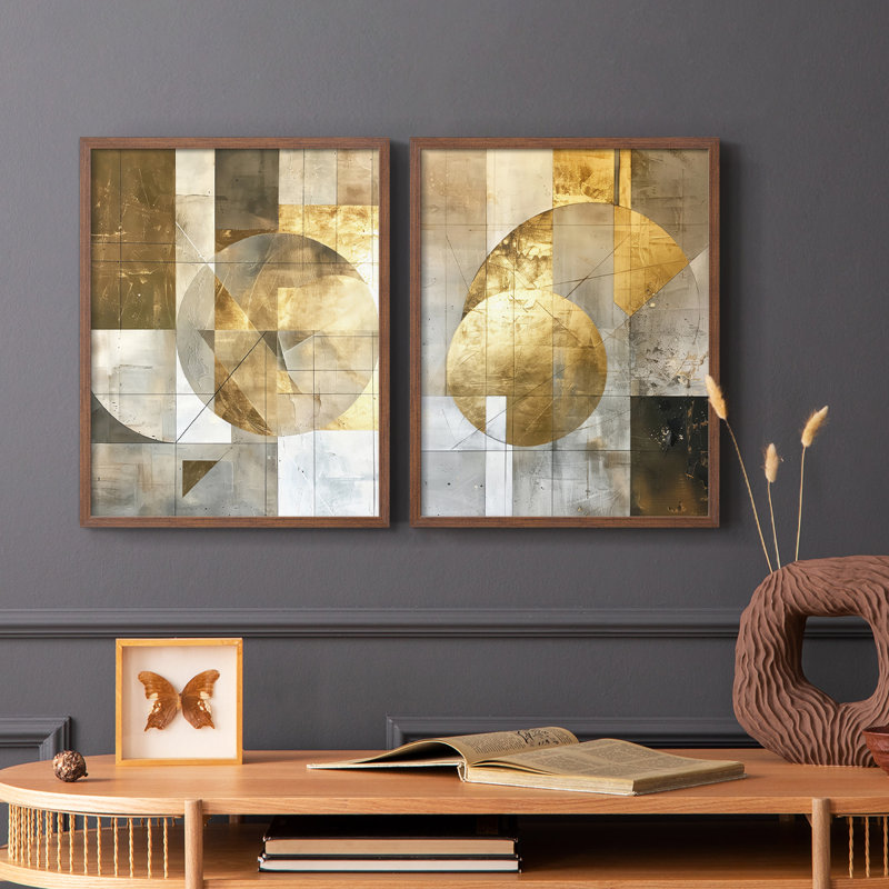 Reproduction encadrée ABSTRACT Series C-Premium - prête à être accrochée - aucun clou requis - aucun clou requis, Noyer