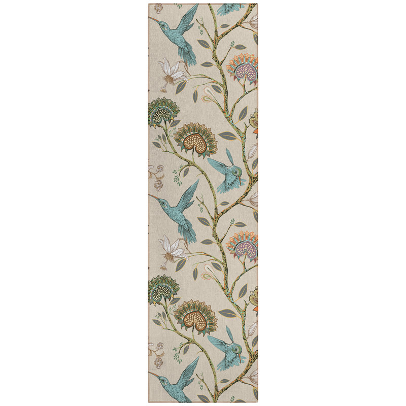 Conness Washable Floral Indoor / Outdoor Rug, Runner 2'3" x 7'6"