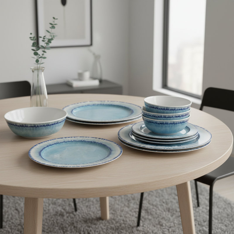 Service de table 12 pièces, léger, incassable, sans BPA, lavable au lave-vaisselle
