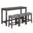 4 Piece Bar Table Set With Power Outlet,Bar Table Set With Chairs,Sofa Bar Table With Stools,Behind Couch Table With 3 Padded Stools,For Living Room,Dining Room, Dark Grey