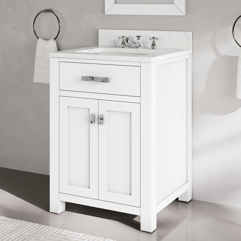 Ensemble de meuble-lavabo simple 24 po Minnetrista, Blanc pur, Chrome chrome