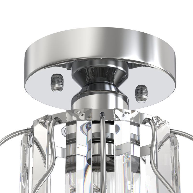 7-Inch Crystal Semi-Flush Mount Ceiling Light For Bedroom Hallyway Entryway, Chrome