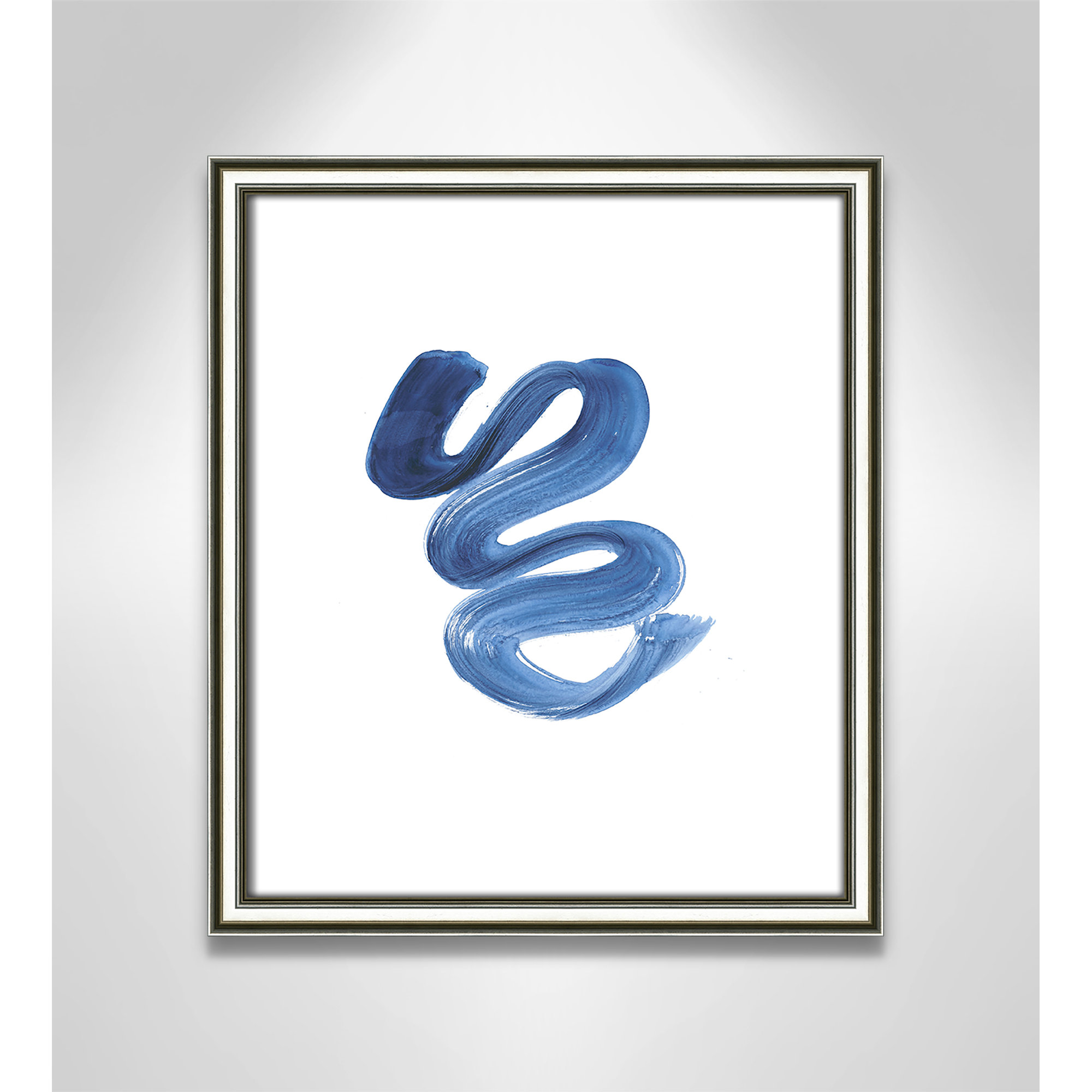 Slinky Indigo II by Filippo Ioco  - Painting Print, 15" H x 13" W x 0.88" D, Silver Framed Paper