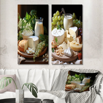 Lait et fromage, sérénité crémeuse - ensemble de 2 reproductions d'art laitier