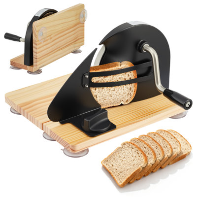 Trancheuse de pain manuelle avec manivelle, coupe-pain à épaisseur réglable, guide de tranchage de pain en bois pliable pour la cuisson maison