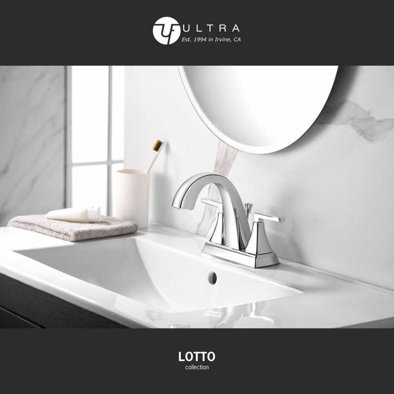 Lotto Two-Handle Centerset Bathroom Faucet with Drain Assembly - Chrome Polished, Chrome Polished