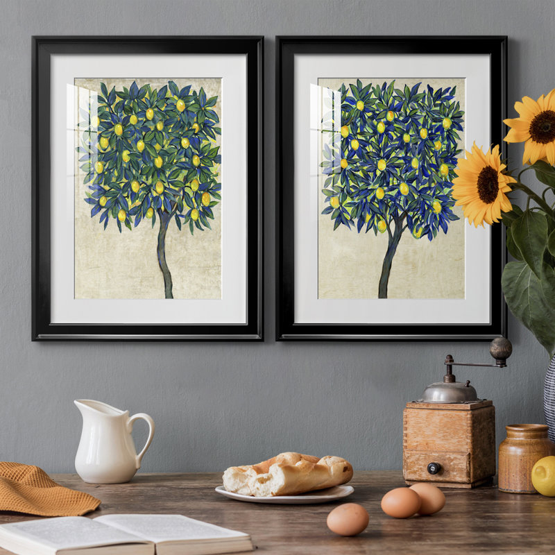 «Lemon Tree Composition I», reproduction encadrée de qualité supérieure - prête à être accrochée, Cadre noir