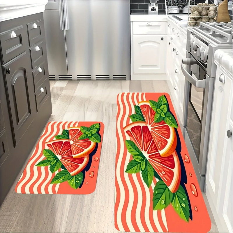 Red Grapefruit Kitchen Mats 2 Pack Kitchen Dining