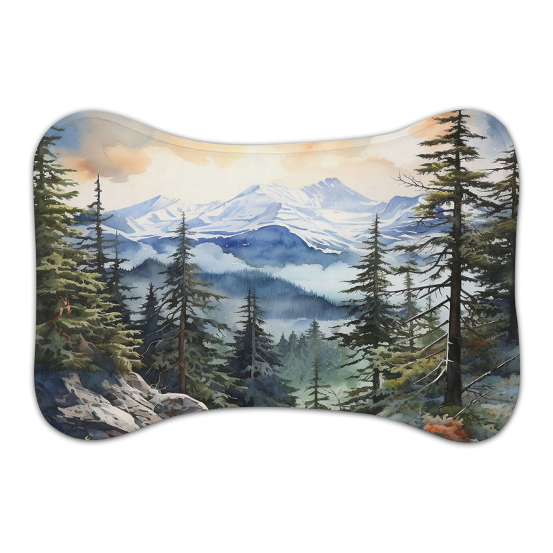Watercolor Peaks - Tapis d'alimentation en forme d'os