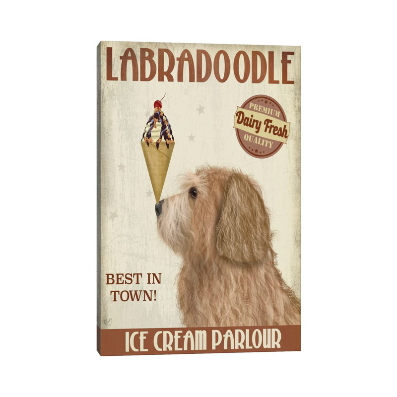 Labradoodle, Golden, Ice Cream by Fab Funky - Wrapped Canvas Print, 152.5 cm H x 101.5 cm W