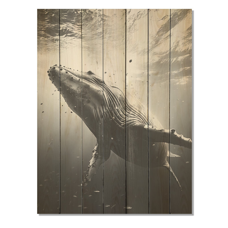 Baleine noire et blanche II - baleine sur bois, H 20 po x l 10 po