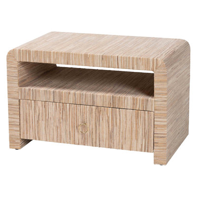 Table de chevet bohémienne tissée à 1 tiroir