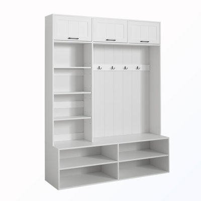 Hall Tree with Bench and Shoe Storage and Hooks