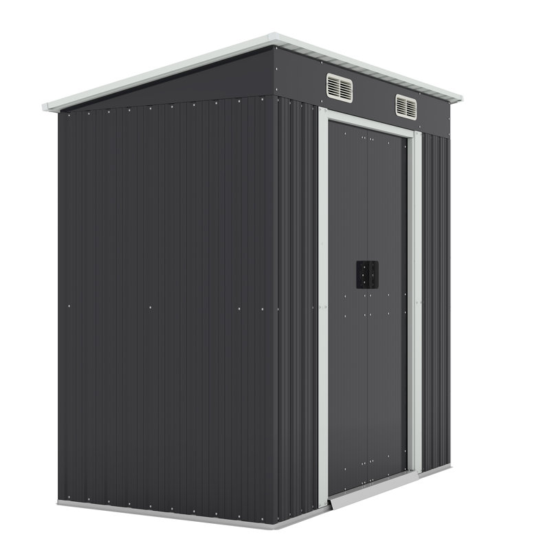 6' x 4' Dark Gray Galvanized Steel Outdoor Storage Shed