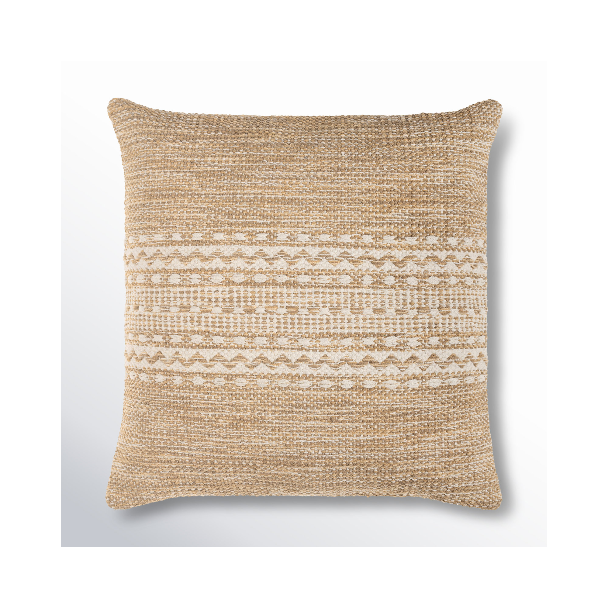 Julian Geometric Cotton Throw Pillow, 20" x 20", Polyester/Polyfill, Tan