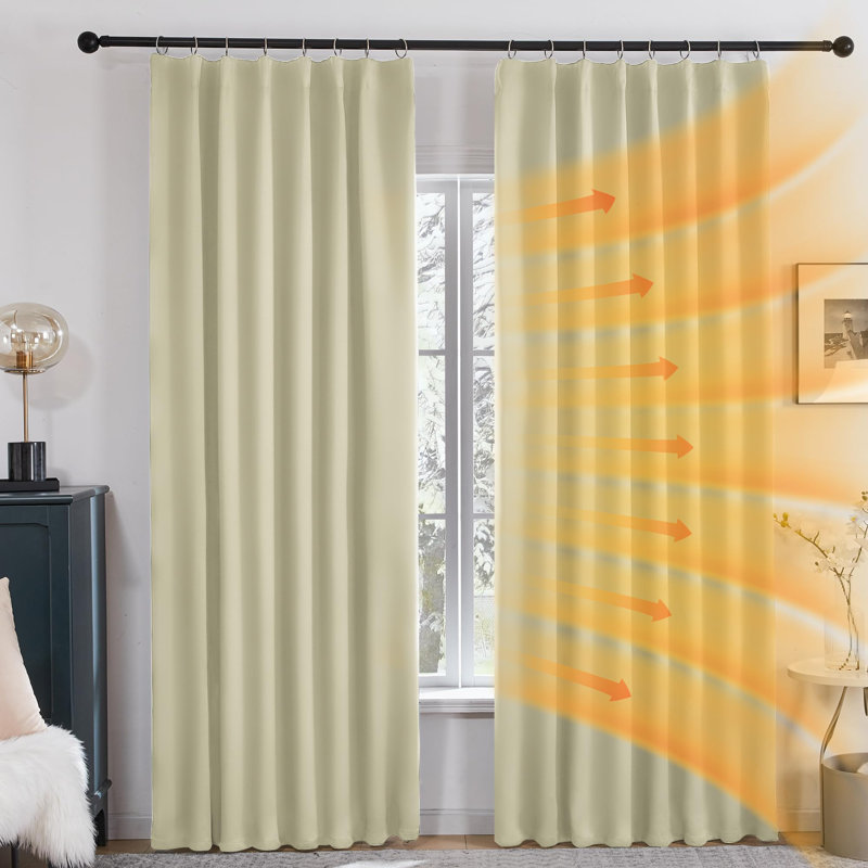  Back Tab Thermal Insulated Blackout Curtains for Bedroom & Living Room, Privacy, Light Blocking, 2 Panels, 52" W x 84" L