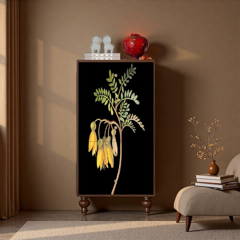 Armoire de rangement spacieuse à cinq tiroirs, Noyer