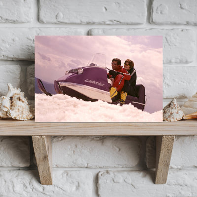 1970S Man Woman Couple Snowmobile Winter Sport Men Women Couples Snow Vehicle Skidoo Classic Retro Vintage Portrait Winter Wall Art