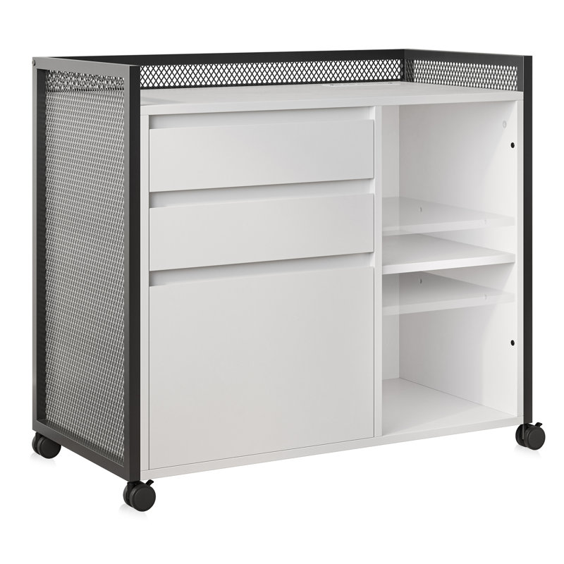 Chrispin 31.5'' Wide 3 -Drawer Mobile File Cabinet, White