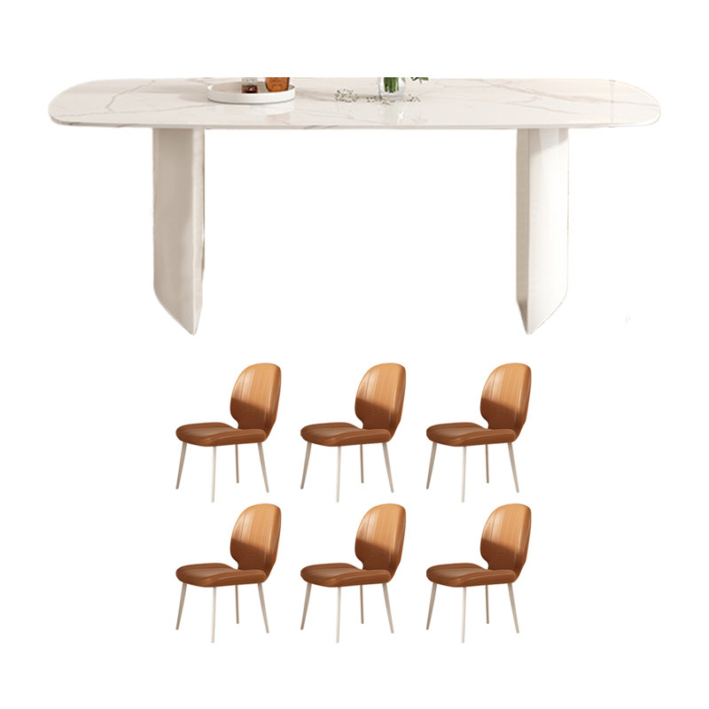 Glossy Snowflake White Dining Table, 29.52"H x 70.86"L x 35.43"W