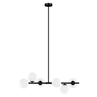 6-light Modern Liner Milky White Glass And Metal Chandelier For Living Room/dining Room