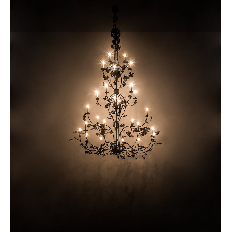Massive Black Glass 25-Light Tiered Chandelier