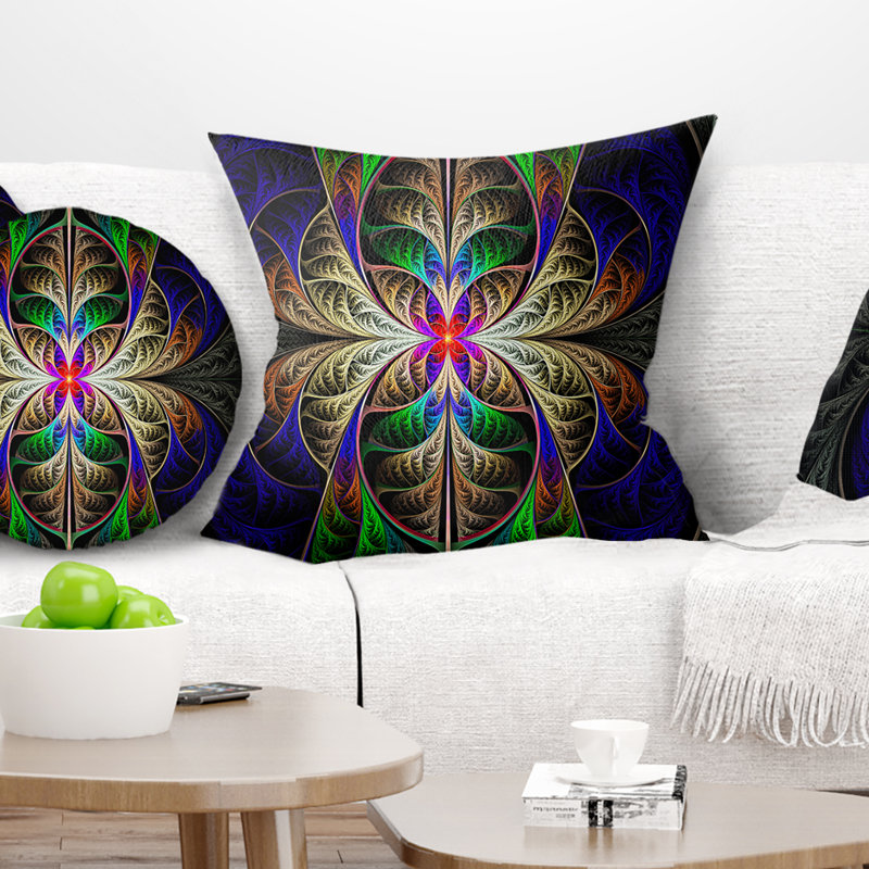 Fabuleux art fractal multicolore - coussin imprimé abstrait, 16 po x 1 po, Coussin décoratif