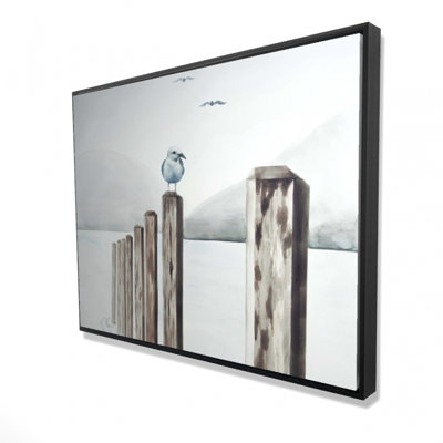 Seagull At The Marina Print On Canvas