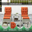 Outsunny 5 Pieces Garden Rattan Bistro Set Adjustable Back Orange
