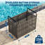 Bac de rangement flottant robuste pour piscine extérieure - Grand chariot roulant en maille avec roues et main courante - Roulettes verrouillables - Style PE rotin - Banc de rangement de patio pour piscine - Taille: 115 x 61 x 91 cm, gris creux