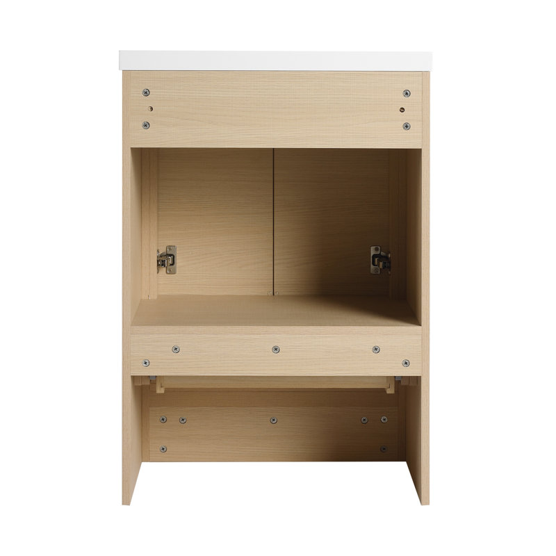 Meuble-lavabo 24 po avec lavabo en résine, meuble-lavabo autoportant avec 2 portes et 1 tiroir, 24"