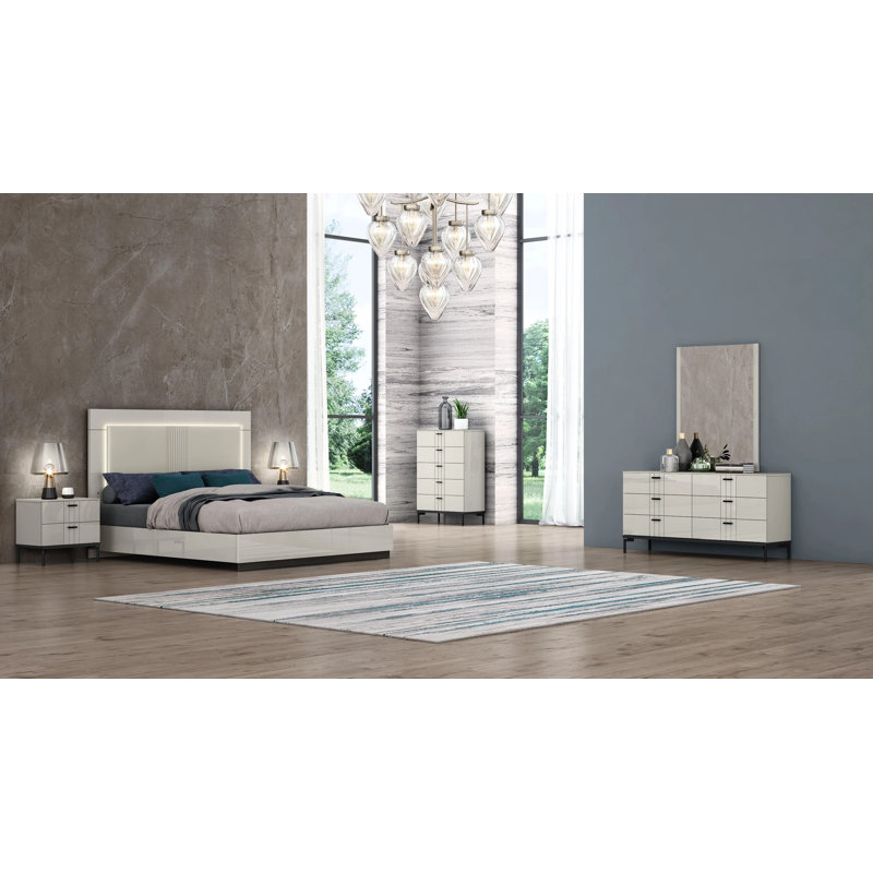 Willah Vegan Leather Platform Bed, Queen
