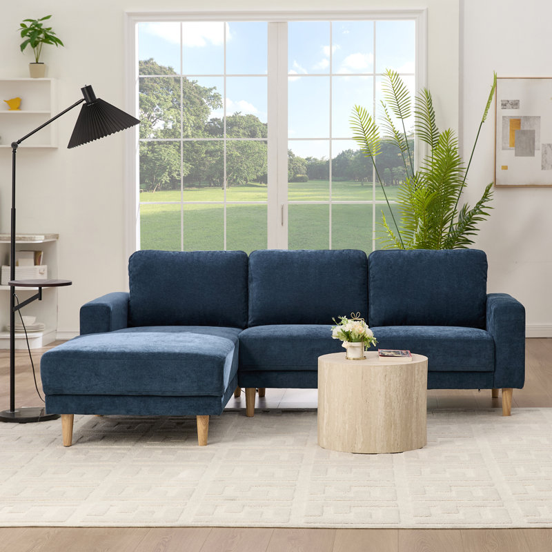 Canapé modulaire rembourré 2 pièces en L 84 po 2 pièces, Chenille bleu