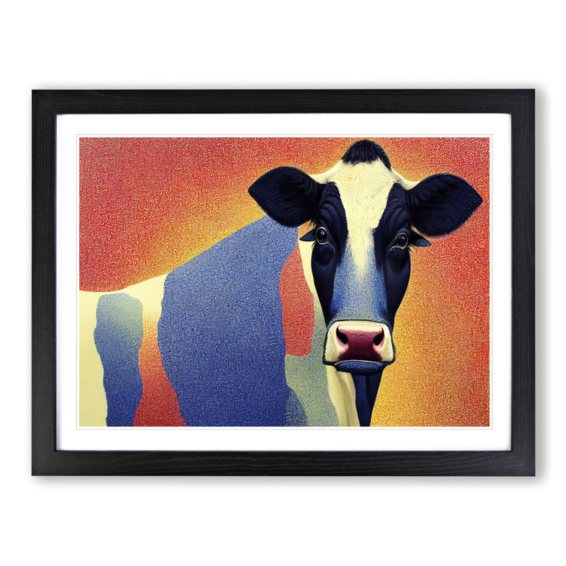 Luminous Cow - Single Picture Frame Print, 46cm H x 64cm W x 2cm D, Black