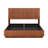 Queen Size Bed Frame With Led Lights, Modern Wooden Corrugated Curved Lines, Convex Groove Board Design, Walnut.