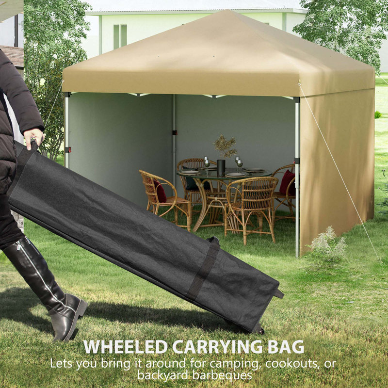 Outsunny 10' X 10' Pop Up Canopy Tent With 3 Sidewalls, Leg Weight Bags And Carry Bag, Height Adjustable, Instant Party Tent Event Shelter Gazebo For Garden, Patio