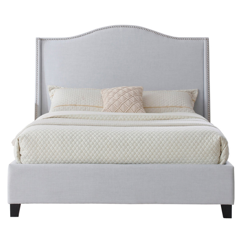 Hampton  Wingback Bed, Linen, Light Blue, Full