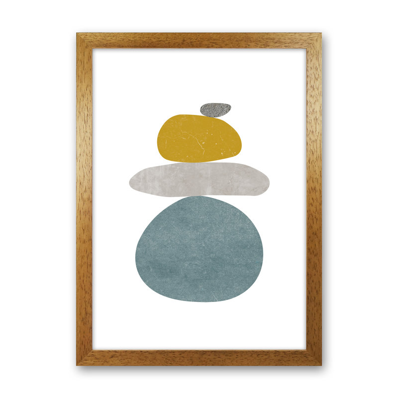 Pebbles V - Print, 34cm H x 25cm W x 3cm D, Brown Framed Canvas