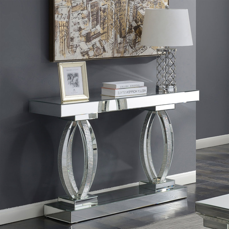 Drea Silver Mirrored Acrylic Entryway Sofa Console Table
