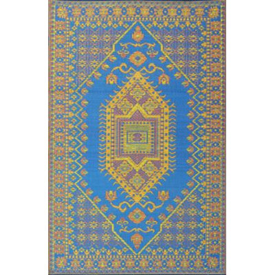 Oriental Turkish Blue Indoor/Outdoor Area Rug - Reversible, UV Resistant
