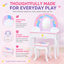  Teamson Kids Little Dreamer Rainbow Unicorn 2-pc. Wooden Vanity Table & Stool Set with Mirror and Storage Drawers