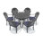 6-Person 47.24" Round Patio Dining Set with Umbrella Hole, 6 Stackable Chairs with Blue Cushions-94396255