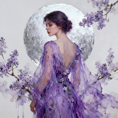 Lilac Moon Silence Wrapped Canvas Wall Art