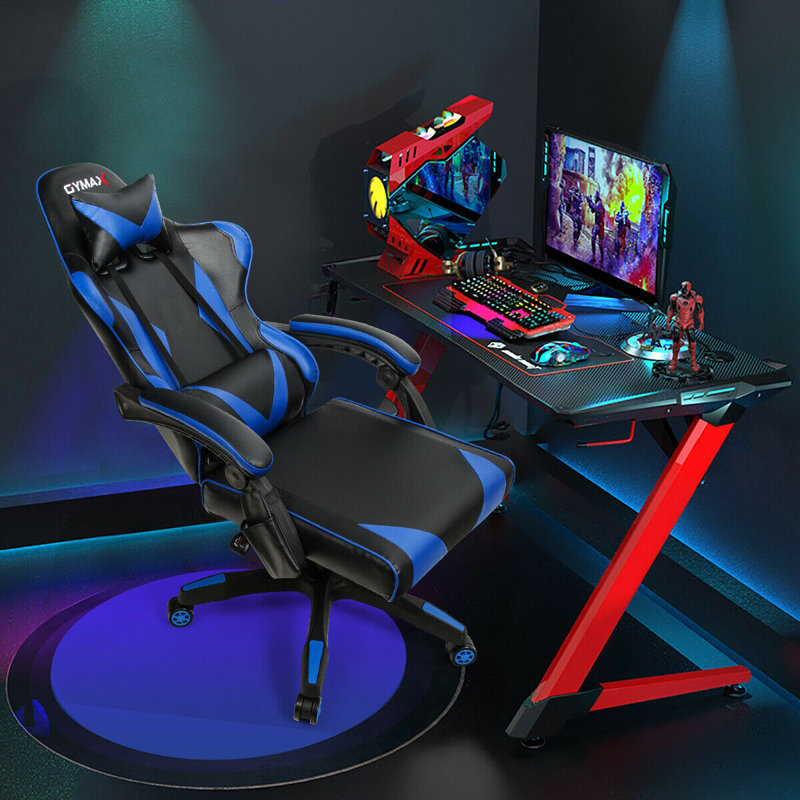 Fauteuil de jeu PC et de course, Noir / Bleu