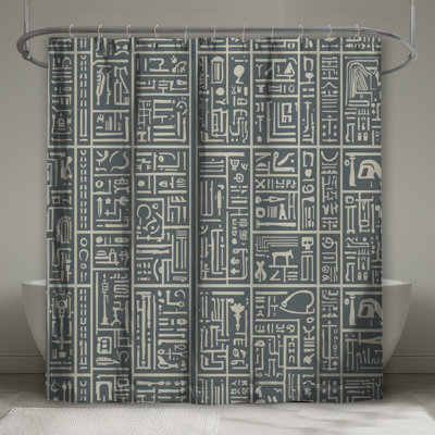 Hieroglyphic Symbols Pattern Shower Curtains Extra Long