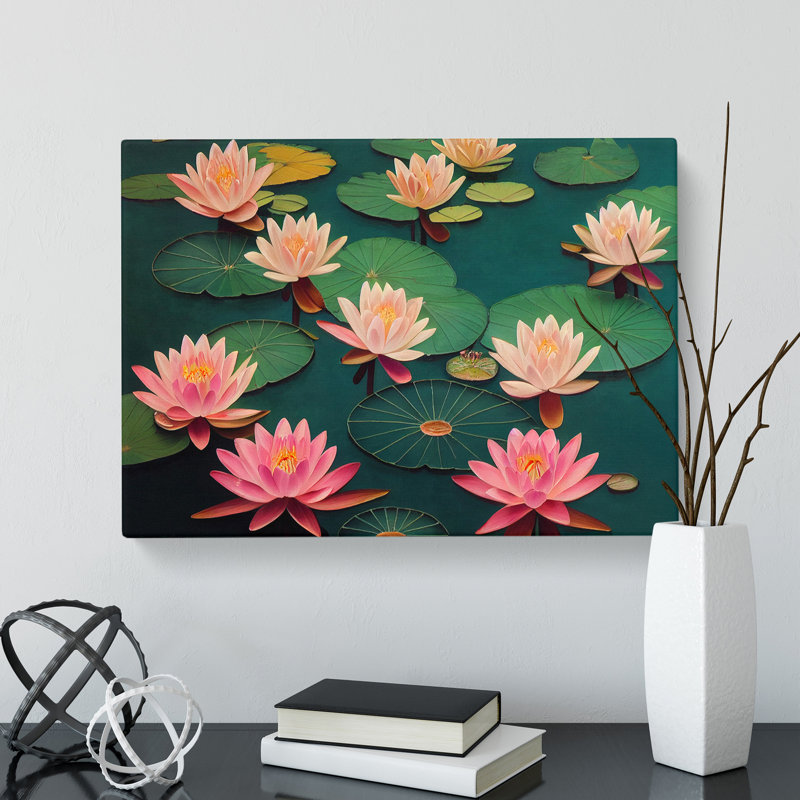 Inspirational Water Lily Pond - Wrapped Canvas, 40cm H x 60cm W x 3cm D