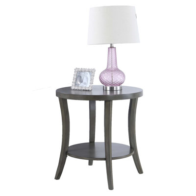Perth Contemporary Oval Shelf End Table With Spacious Storage And Stylish Gray Finish, Perfect For Modern Living Spaces.