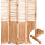 Cloison pliante en bois massif l 55,2 po x H 65 po, 4 panneaux, naturel