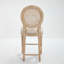 Chaises de bar rembourrées de style champêtre français de 26 po de hauteur, de 2, avec dossier, techniques de sculpture et de tréfilage, lin en coton doux, structure en bois massif, pour restaurant, beige avec rond naturel